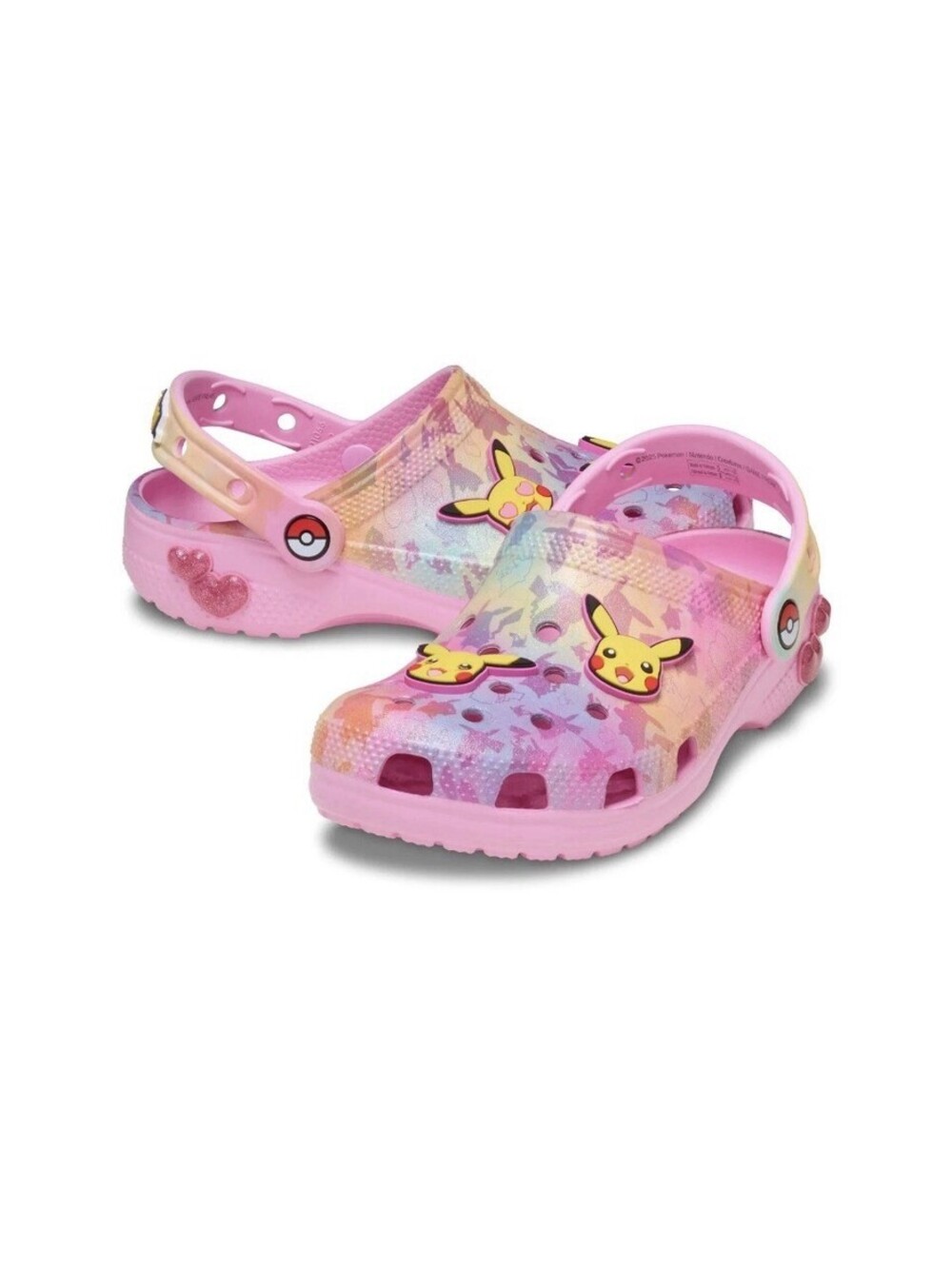 Crocs x Pokemon Pikachu Classic Clog Pink Glitter Kids 211229-90H NWT Size J2 2